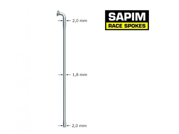 SAPIM Race Spokes 296mm J-Bend Box Per 100 - NO Nipples