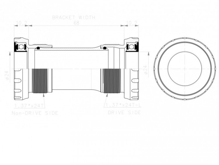 BLACK PEAK BOTTOM BRACKET BSA SHIMANO 24mm AXLE