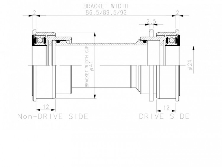 BLACK PEAK BOTTOM BRACKET BB92 SHIMANO 24MM AXLE