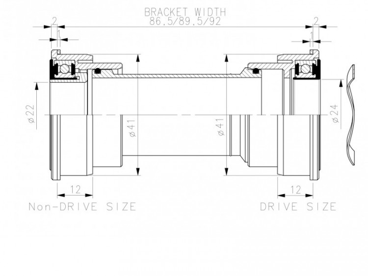 BLACK PEAK BOTTOM BRACKET BB92 SRAM 22/24mm AXLE